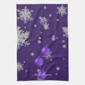 紫のクリスマスオーナメントキッチンタオル キッチンタオル (縦)