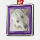 紫のクリスマスオーナメント メタルオーナメント (左)