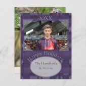 紫のクリスマスカード シーズンカード (正面/裏面)