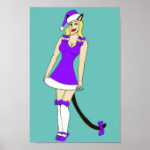 紫のクリスマスキャットガール ポスター (正面)