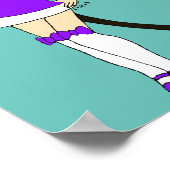 紫のクリスマスキャットガール ポスター (角)