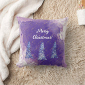 紫のクリスマスツリーと金の雪の結晶 クッション (ブランケット)