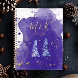紫のクリスマスツリーと金の雪の結晶 プランナー手帳