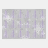 紫のクリスマスツリーと雪 ラッピングペーパーシート (正面3)