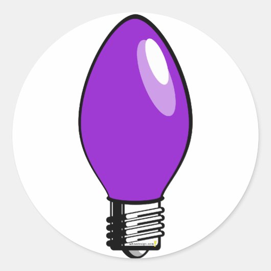 紫のクリスマスツリーの光 ラウンドシール (正面)