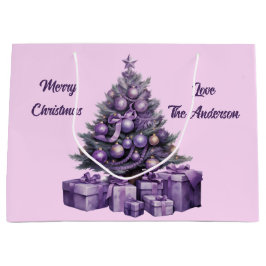 紫のクリスマスツリー ラージペーパーバッグ