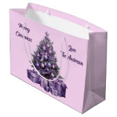 紫のクリスマスツリー ラージペーパーバッグ (裏面アングル)