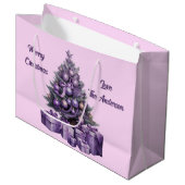紫のクリスマスツリー ラージペーパーバッグ (正面アングル)