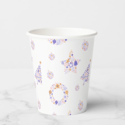 紫のクリスマスパーティーカップ – set 3 紙コップ (正面)