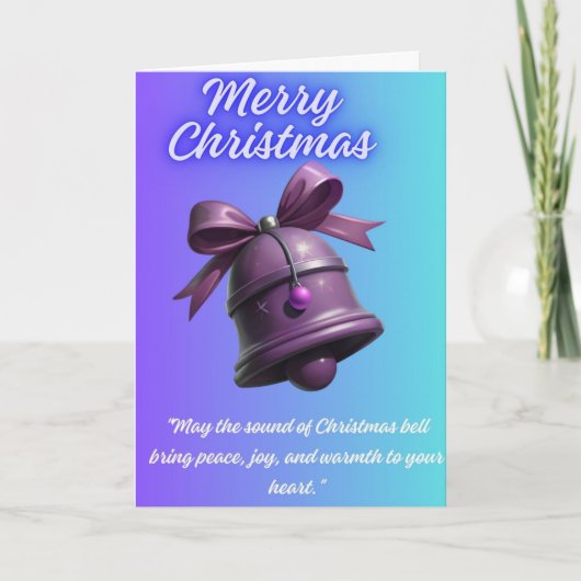 「紫のクリスマスベルのグリーティングカード シーズンカード (正面)