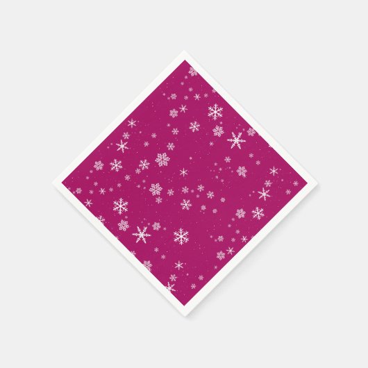 紫のクリスマスホリデーのスノーフレーク・パターン スタンダードカクテルナプキン (角)