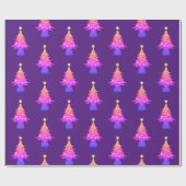 紫のクリスマスラッピング紙と木 ラッピングペーパー (フラット)