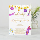 紫のクリスマス招待状 招待状 (スタンド正面)