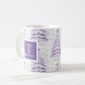 紫のクリスマス コーヒーマグカップ (正面左)