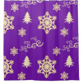 紫のクリスマス シャワーカーテン (正面)