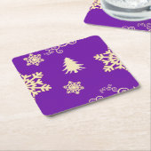 紫のクリスマス スクエアペーパーコースター (アングル)