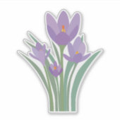 紫のクロッカスの花ステッカー シール (正面)