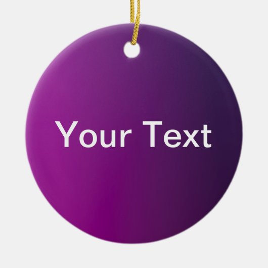 紫のグラデモダンーションと編グラデーション集可能な白色文字 セラミックオーナメント (正面)