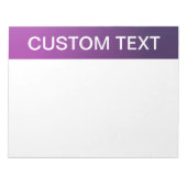 紫のグラデモダンーションと編グラデーション集可能な白色文字 ノートパッド (正面)