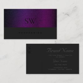 紫のグラデーションのパターン濃い灰色（モノグラム） 名刺