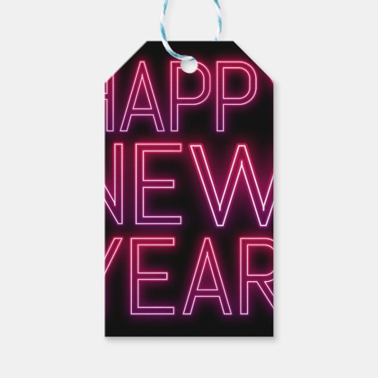 紫のグラデーションの新年を拡大表示 ギフトタグ (正面)