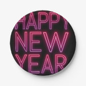 紫のグラデーションの新年を拡大表示 ペーパープレート (正面)