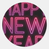 紫のグラデーションの新年を拡大表示 ラウンドシール (正面)