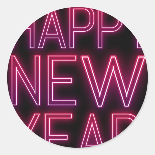 紫のグラデーションの新年を拡大表示 ラウンドシール (正面)