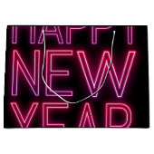 紫のグラデーションの新年を拡大表示 ラージペーパーバッグ (正面)