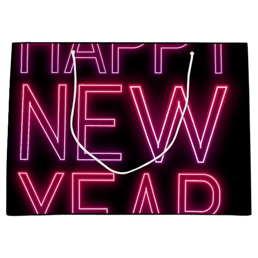 紫のグラデーションの新年を拡大表示 ラージペーパーバッグ (正面)