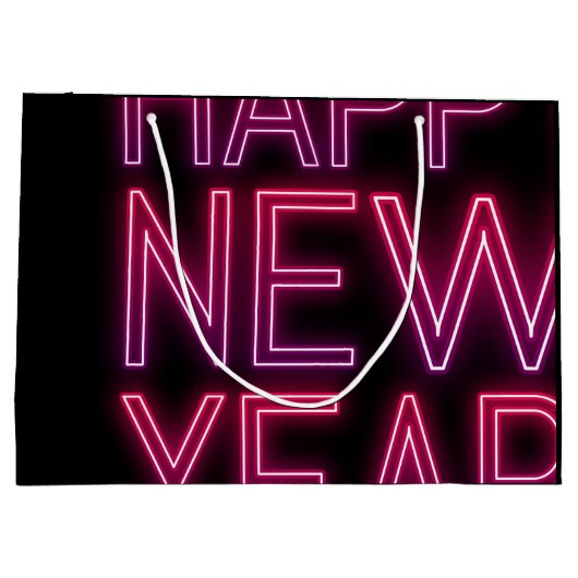 紫のグラデーションの新年を拡大表示 ラージペーパーバッグ (裏面)