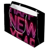 紫のグラデーションの新年を拡大表示 ラージペーパーバッグ (裏面アングル)