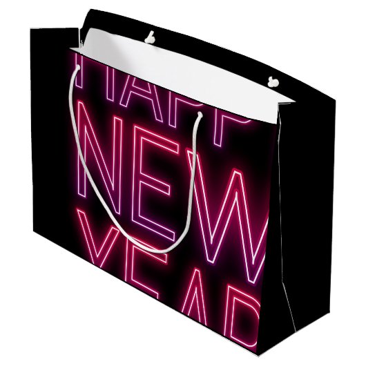 紫のグラデーションの新年を拡大表示 ラージペーパーバッグ (裏面アングル)