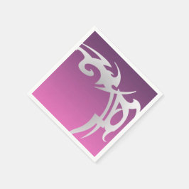 紫のグラデーションの白いタトゥープリント スタンダードカクテルナプキン