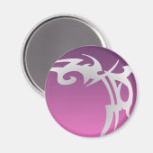 紫のグラデーションの白いタトゥープリント マグネット (正面/裏面)