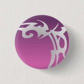 紫のグラデーションの白いタトゥープリント 缶バッジ (正面)