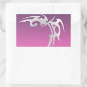 紫のグラデーションの白いタトゥープリント 長方形シール (バッグ)