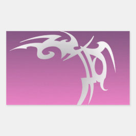 紫のグラデーションの白いタトゥープリント 長方形シール