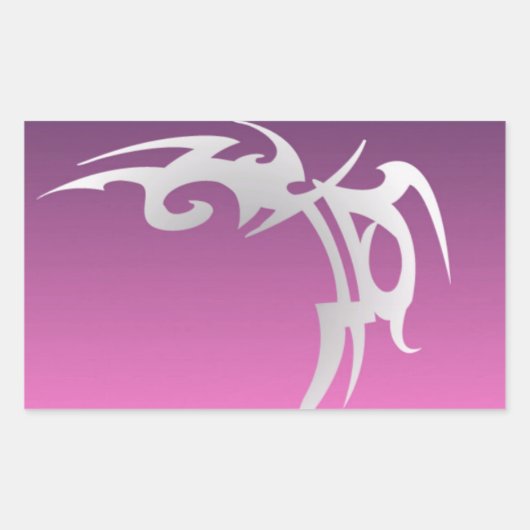 紫のグラデーションの白いタトゥープリント 長方形シール (正面)