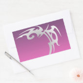 紫のグラデーションの白いタトゥープリント 長方形シール (封筒)