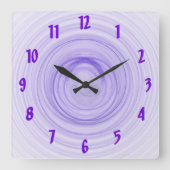 紫のグラデーションらせん状抽象芸術 スクエア壁時計 (正面)