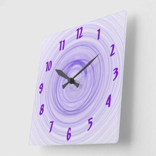 紫のグラデーションらせん状抽象芸術 スクエア壁時計 (傾斜)