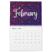 紫のグラデーションカラフルクリスマスの新年 カレンダー (2月 2026)