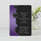 紫のグラデーションシルバーが渦巻華美くクリスマス シーズンカード (スタンド正面)