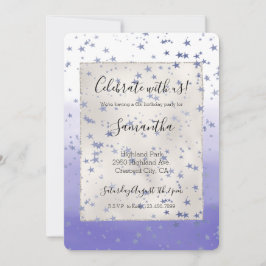 紫のグラデーション星 招待状