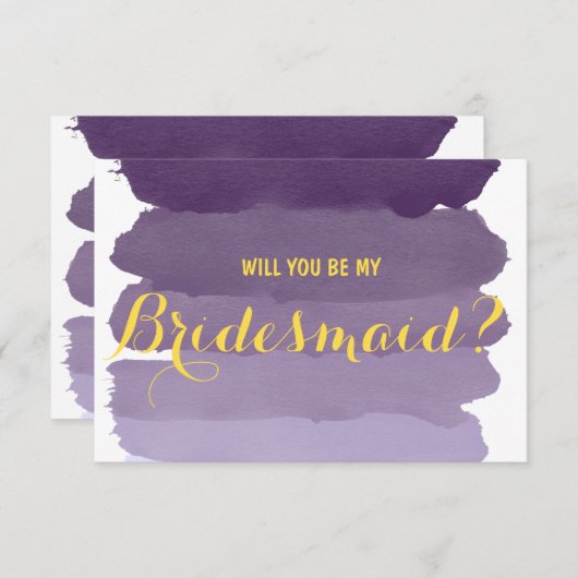 紫のグラデーション水彩私の花嫁のメイド 招待状 (正面/裏面)