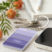 紫のグラデーション色ブロックパーソナライズされた キーホルダー (正面右)