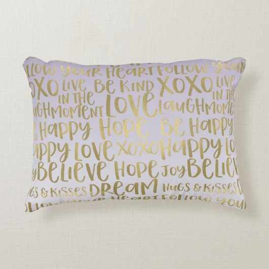 紫のグラデーション金ゴールド感動的語 アクセントクッション (正面)