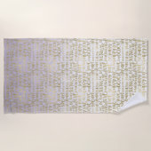 紫のグラデーション金ゴールド感動的語 ビーチタオル (正面)