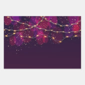 紫のグラデ素朴ーション金ゴールドネオン照明プレゼント ラッピングペーパーシート (正面2)